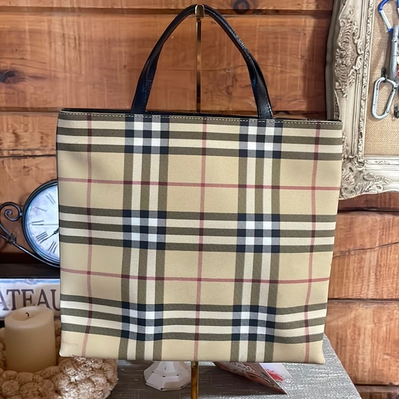 Burberry of London classic Coated canvas medium satchel bag . - Picture 1 of 8